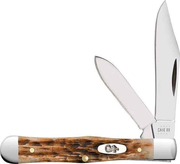 Case XX USA - Swell Center Jack Stainless Steel Blades Amber Jigged Bone Handle CA10729  6225 1/2 SS pattern. 3