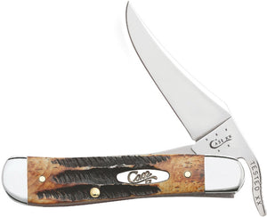 Case XX USA - Russlock Burnt Bonestag CA65303   6.51953L SS pattern. 4.25" (10.8cm) closed. Stainless blade(s). 6.5 Bonestag handle. Nickel silver bolster(s). Inlay shield. Extended tang. Boxed. 021205653037