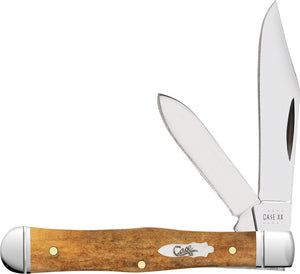Case XX USA - Swell Center Jack Smooth Antique Bone CA58202 6225 1/2 SS pattern. 3" (7.62cm) closed. Mirror finish stainless clip and pen blades. Antique smooth bone handle. Nickel silver bolster(s). Inlay shield. Boxed. Great gift present birthday anniversary Christmas